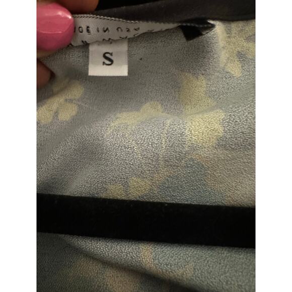 BRYN WALKER Cara Paisley Floral Print Top Peasant Sleeves Tie-Back - Sz Small - Picture 4 of 5